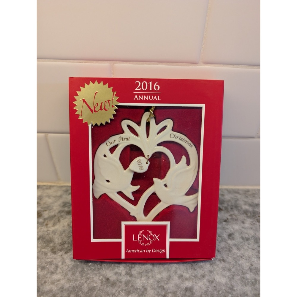 Lenox 2016 Our First Christmas - Heart with Doves Ornament NIB‎ - VALENTINES